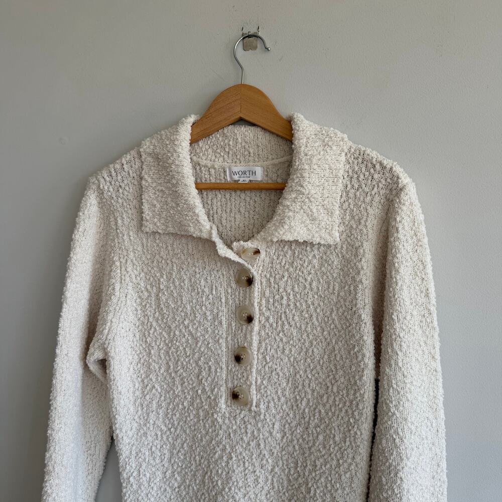 Worth Collective Collared Bell Sleeve Knit Maxi Dress White XL - Picture 3 of 10